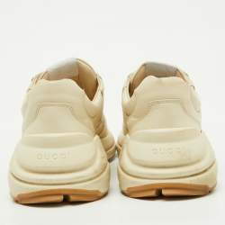 Pre Owned Gucci x Disney Cream Leather Mickey Mouse Rhyton Sneakers Size 41