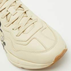 Pre Owned Gucci x Disney Cream Leather Mickey Mouse Rhyton Sneakers Size 41