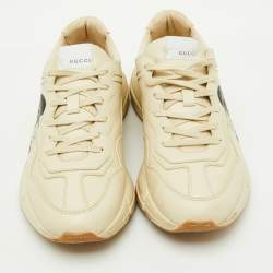 Pre Owned Gucci x Disney Cream Leather Mickey Mouse Rhyton Sneakers Size 41