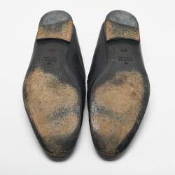 Pre Owned Gucci Black Leather Snake Applique Brixton Loafers Size 44.5