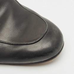 Pre Owned Gucci Black Leather and Fur Princetown Flat Mules Size 45