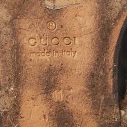 Pre Owned Gucci Black Leather and Fur Princetown Flat Mules Size 45