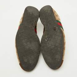 Pre Owned حذاء رياضي غوتشي قماش GG بني/بيج وجلد سويدي بعنق منخفض مقاس 45