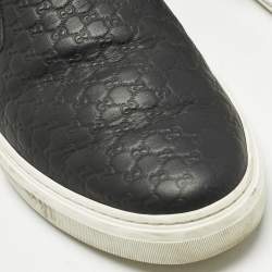 Pre Owned Gucci Black Microguccissima Leather Slip On Sneakers Size 46.5