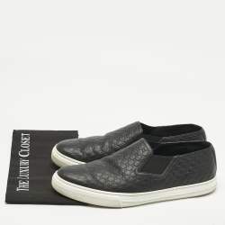 Pre Owned Gucci Black Microguccissima Leather Slip On Sneakers Size 46.5