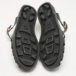 Pre Owned Gucci Black Rubber Studded Tiger Head Flat Sandals Size 43