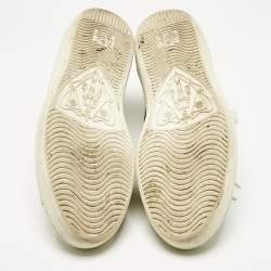 Pre Owned Gucci White Crocodile Leather and Leather Ace Lace Up Sneakers Size 40