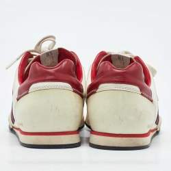 Pre Owned Gucci Red/White Leather and Mesh Tennis 83 Low Top Sneakers Size 40