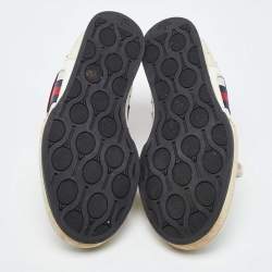 Pre Owned Gucci Red/White Leather and Mesh Tennis 83 Low Top Sneakers Size 40