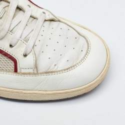 Pre Owned Gucci Red/White Leather and Mesh Tennis 83 Low Top Sneakers Size 40
