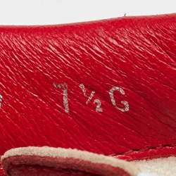 Pre Owned Gucci Red/White Leather and Mesh Tennis 83 Low Top Sneakers Size 40