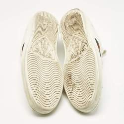 Pre Owned Gucci White Leather Bee Embroidered Ace Low Top Sneakers Size 44