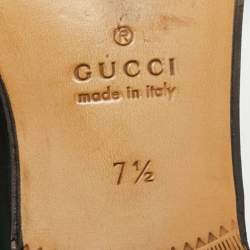Pre Owned Gucci Brown/Black Leather and Macro GG Canvas Jakarta Loafers Size 41.5