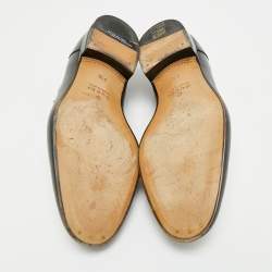 Pre Owned Gucci Brown/Black Leather and Macro GG Canvas Jakarta Loafers Size 41.5