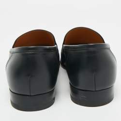 Pre Owned Gucci Brown/Black Leather and Macro GG Canvas Jakarta Loafers Size 41.5