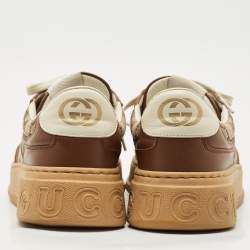 مملوكة مسبقًا Gucci Beige/Brown GG Canvas and Leather Chunky B Sneakers Size 42.5