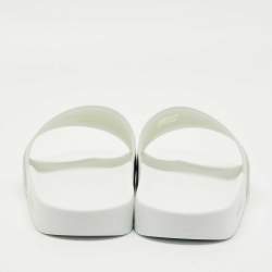 Pre Owned Gucci White Rubber Pursuit 72 Pool Slides Size 46