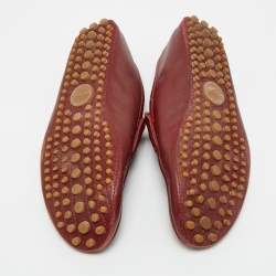 Pre Owned Gucci Dark Red Leather Horsebit Slip On Loafers Size 42