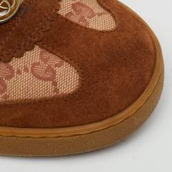 Pre Owned Gucci Brown/Beige GG Canvas and Suede Web G74 Sneakers Size 44