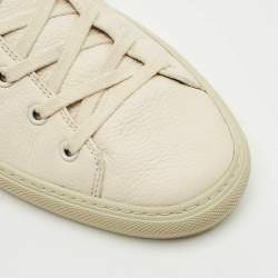 Pre Owned Gucci Cream Leather Tiger Embroidered High Top Sneakers Size 43.5