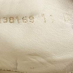 Pre Owned Gucci Beige/Black Leather and Canvas Tennis Low Top Sneakers Size 45