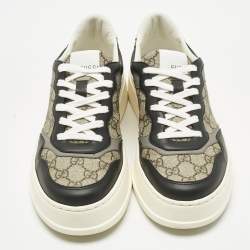 Pre Owned Gucci Multicolor Leather and GG Supreme Canvas Chunky B Sneakers Size 41