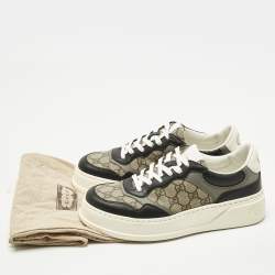 Pre Owned Gucci Multicolor Leather and GG Supreme Canvas Chunky B Sneakers Size 41