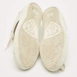 Pre Owned Gucci White Crocodile Leather and Leather Ace Lace Up Sneakers Size 40