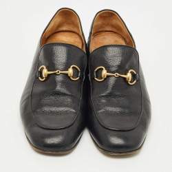 Pre Owned Gucci Black Leather Horsebit Slip On Loafers Size 44.5
