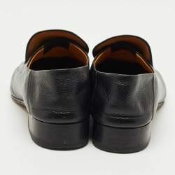 Pre Owned Gucci Black Leather Horsebit Slip On Loafers Size 44.5