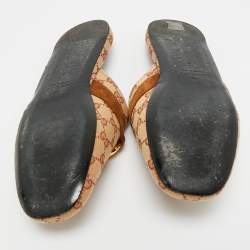 Pre Owned Gucci Beige GG Canvas and Suede Princetown Mules Size 42