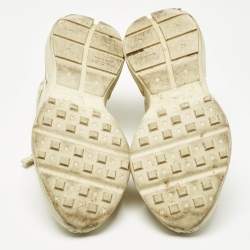 Pre Owned Gucci Cream Leather Rhyton Lace Up Sneakers Size 43.5