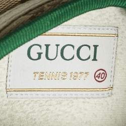 Pre Owned Gucci Beige Canvas Tennis 1977 Lace Up Sneakers Size 40
