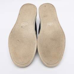 Pre Owned Gucci Beige/Black Tiger Print GG Supreme Canvas and Leather Slip On Sneakers Size 42.5