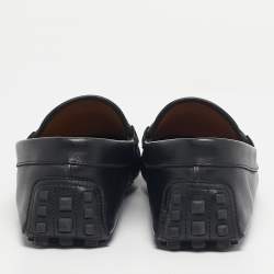 Pre Owned Gucci Black Leather Horsebit Web Detail Driver Loafers Size 42.5