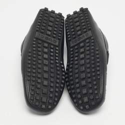 Pre Owned Gucci Black Leather Horsebit Web Detail Driver Loafers Size 42.5