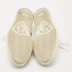Pre Owned Gucci White Leather and Python Embossed Leather Web Ace Lace Up Sneakers Size 42.5