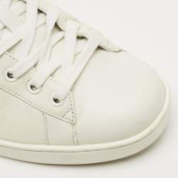 Pre Owned Gucci White Leather and Python Embossed Leather Web Ace Lace Up Sneakers Size 42.5