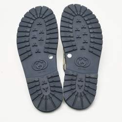 مملوكة مسبقًا Gucci Beige/Navy Blue GG Supreme Canvas Horsebit Slippers Size 46