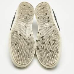 Pre Owned Gucci Black GG Supreme Leather Slip On Sneakers Size 44