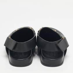 Pre Owned Gucci Black Leather Horsebit River Slingback Slippers Size 42