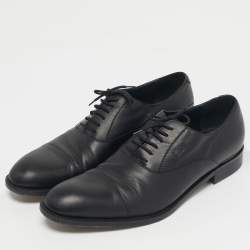 Pre Owned Gucci Black Leather Lace Up Oxfords Size 45