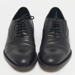 Pre Owned Gucci Black Leather Lace Up Oxfords Size 45