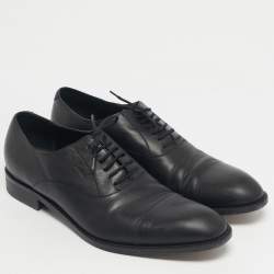 Pre Owned Gucci Black Leather Lace Up Oxfords Size 45
