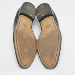 Pre Owned Gucci Black Leather Lace Up Oxfords Size 45