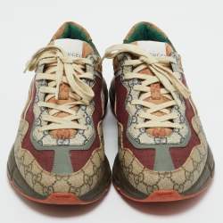 Pre Owned Gucci Multicolor GG Supreme Canvas and Leather Rhyton Sneakers Size 42