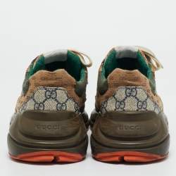 Pre Owned Gucci Multicolor GG Supreme Canvas and Leather Rhyton Sneakers Size 42