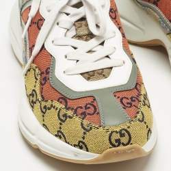 Pre Owned Gucci Multicolor GG Canvas and Leather Rhyton Sneakers Size 39