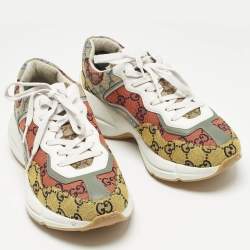 Pre Owned Gucci Multicolor GG Canvas and Leather Rhyton Sneakers Size 39