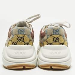 Pre Owned Gucci Multicolor GG Canvas and Leather Rhyton Sneakers Size 39